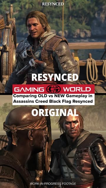 Original to Resynced cutscene comparison for ‘ASSASSIN'S CREED: BLACK FLAG’.

Assassin’s Creed Black Flag Resynced Info:

-Faithful remake
-Focuses on the original’s core single-player adventure
-Quality of life improvements
-Edward Kenway voice actor is back
-New game engine
-Expanded soundtrack with new audio tracks
-Parkour improvements with smoother traversal
-Reworked combat system with faster and more fluid fighting
-Better stealth and failing no longer end in an instant desync
-New chapters and storylines written by the original’s lead writer
-New characters
-Expanded naval arsenal
-PS5 Pro Enhancements
-Price $59.99
-Release July 9

#assassinscreed #acblackflag #assassinscreedblackflag #blackflag #ubisoft