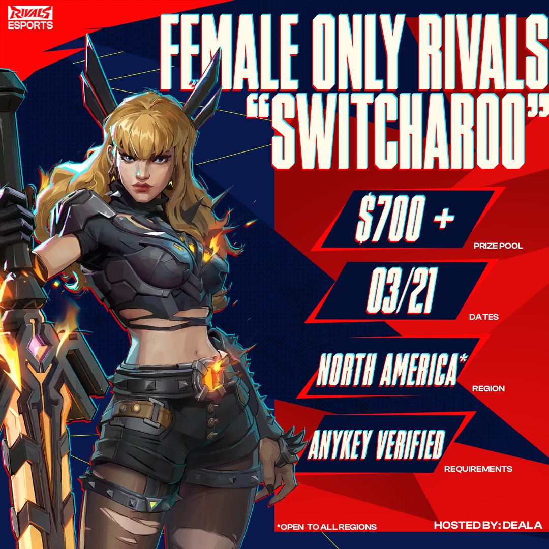 Happy Women's History Month Rivals! 🫶We're looking forward to supporting this female only tournamentDiscord link in the comments below (sign-ups will be released at a later date) ⬇️Hosted by: @dealasie https://t.co/FVJqM9loiZ